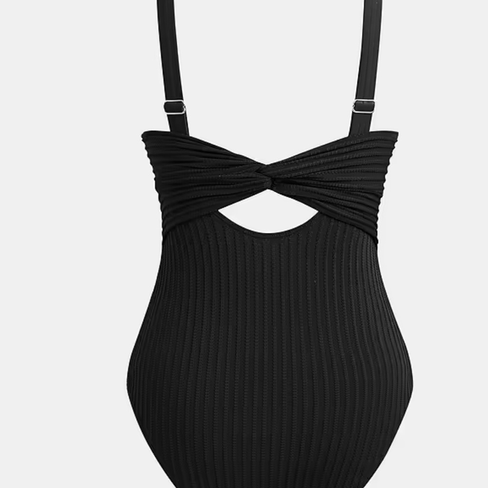 Black Ribbed One Piece Swimsuit - Picture 4 of 8